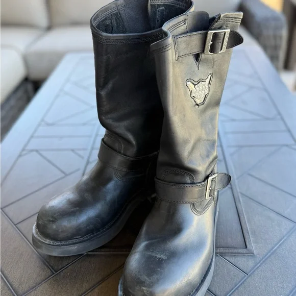 Harley-Davidson Black Motorcycle Boots with Buckles - Picture 10 of 11